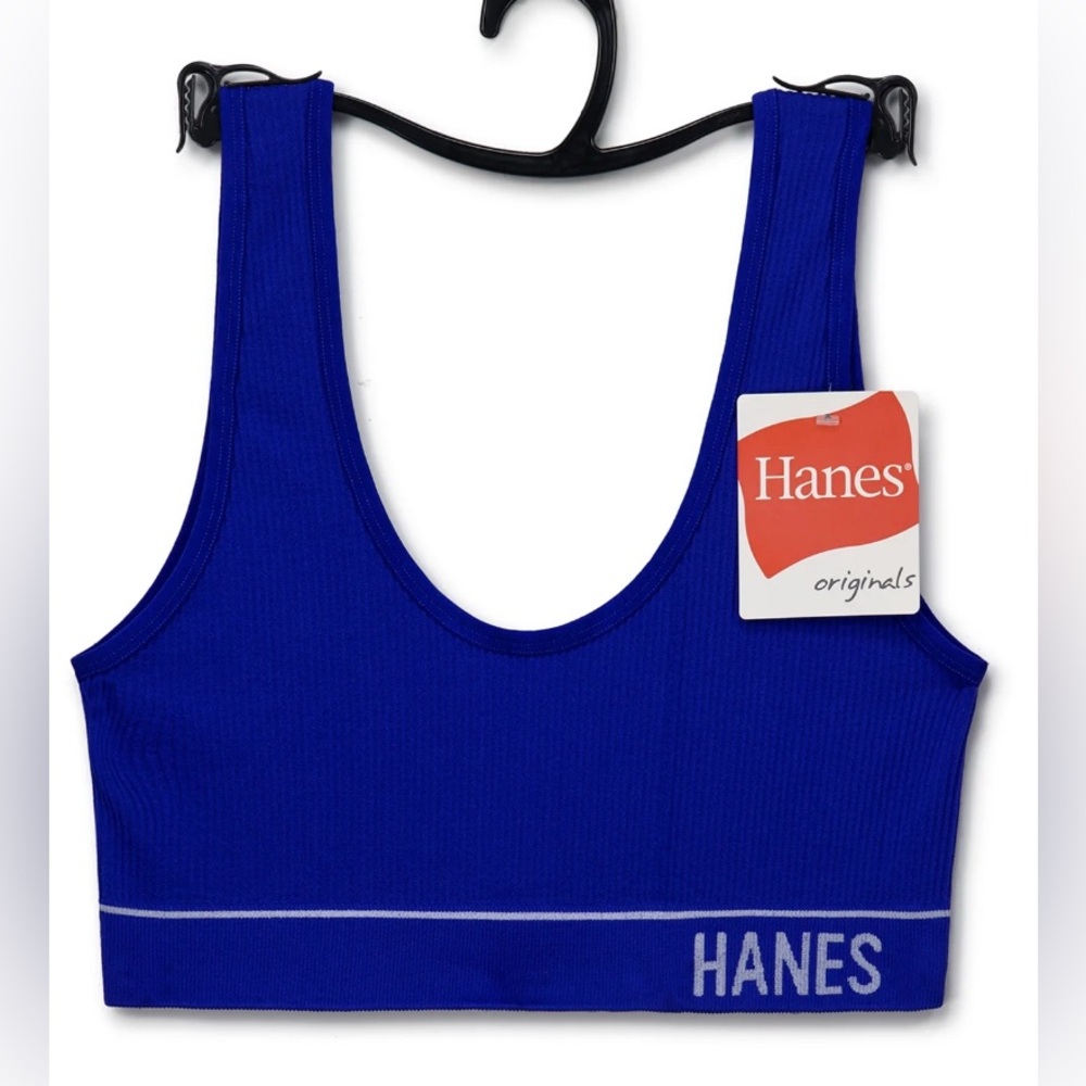 Hanes Originals Ribbed Scoop Neckline Wire & Padding Free Bralette Medium